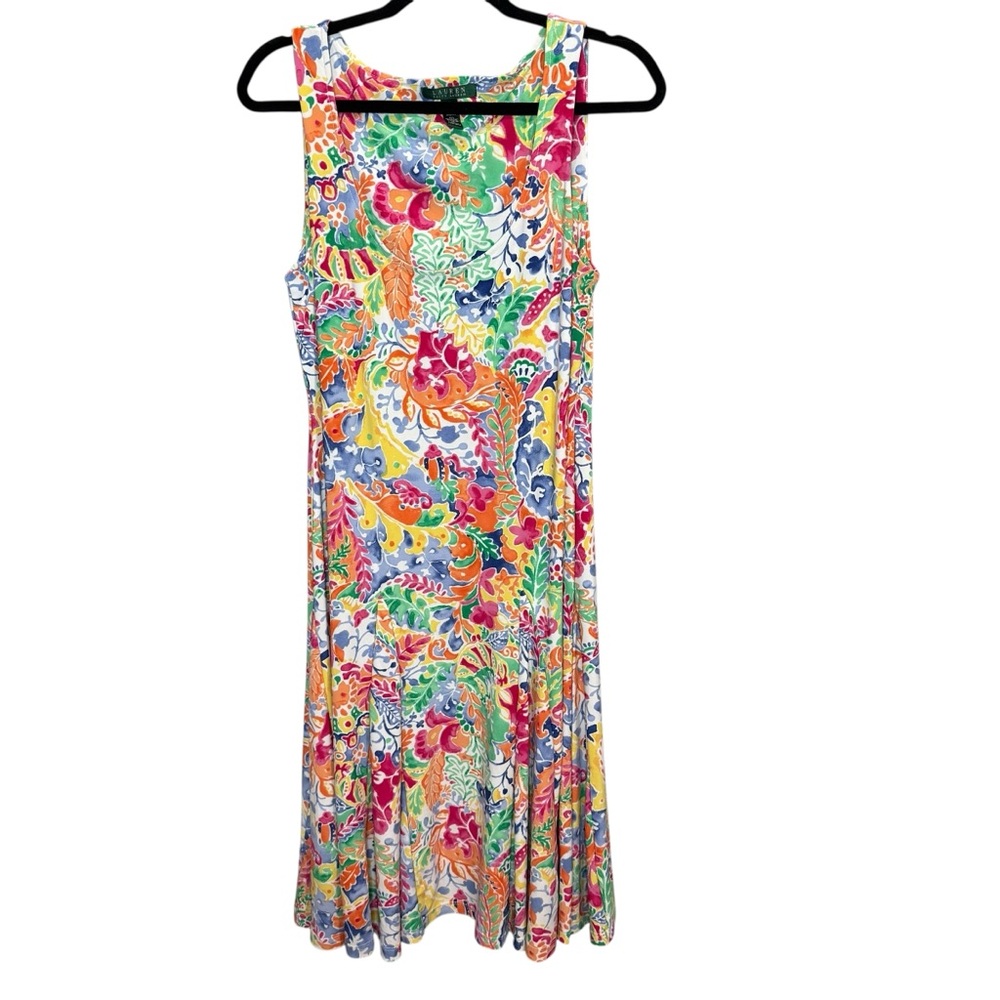 Ralph Lauren Multicolor Floral Midi Dress Size Medium‎